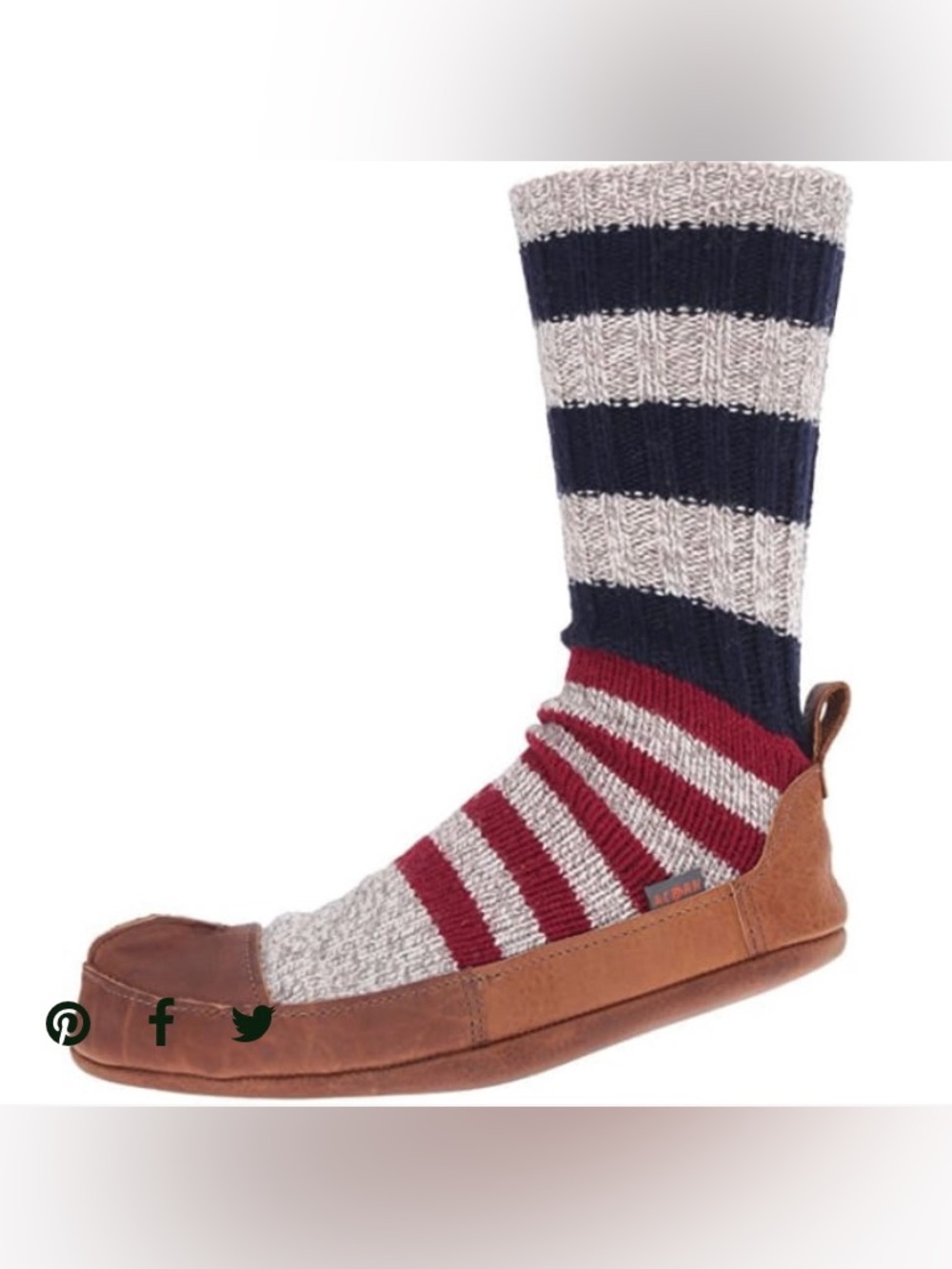 NWOT ACORN Unisex Maine Slipper Sock - Red Ragg and Blue Wool